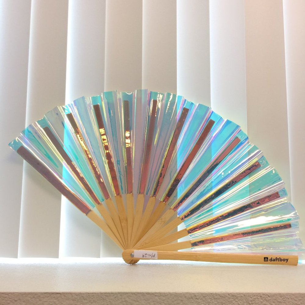 PRE-LOVED LASR - Liquid Shockwave Iridescent Fluid Rave Fan- MISC019